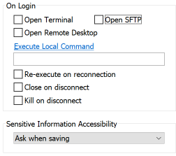 If you Only Need an SSH Tunnel Uncheck all Options in the On Login section of the Options tab