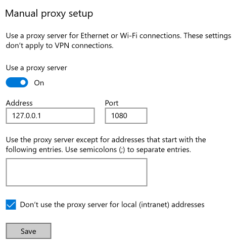 Enable and then Fill out the Proxy Settings