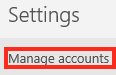 Click on Manage Accounts which is the First Option Under the Settings Menu
