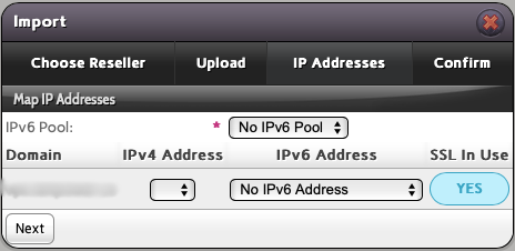 Select the IP Address to Assign to the Imported Account and Click Next