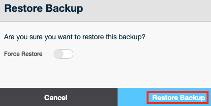 Click on Restore Backup to Restore your Virtual Server to the State it was in when the Backup was Made
